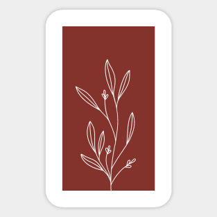 Wildflowers Plant Boho Terracotta Warm Colors Minimalist line art Sticker